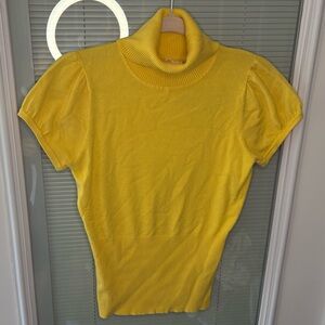 Derek Heart Sunny Yellow Short-Sleeve Turtleneck Top